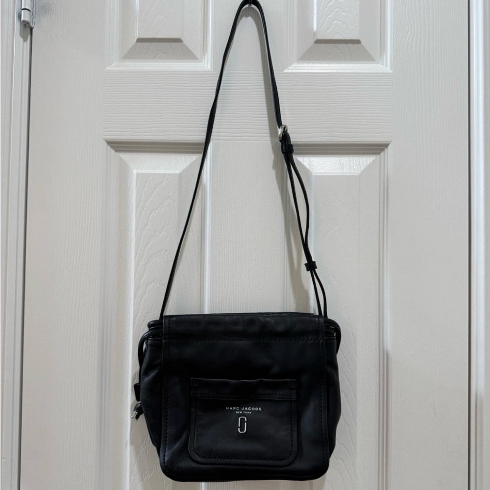Marc Jacobs Black Leather Mini Crossbody Bag – Adjustable Strap